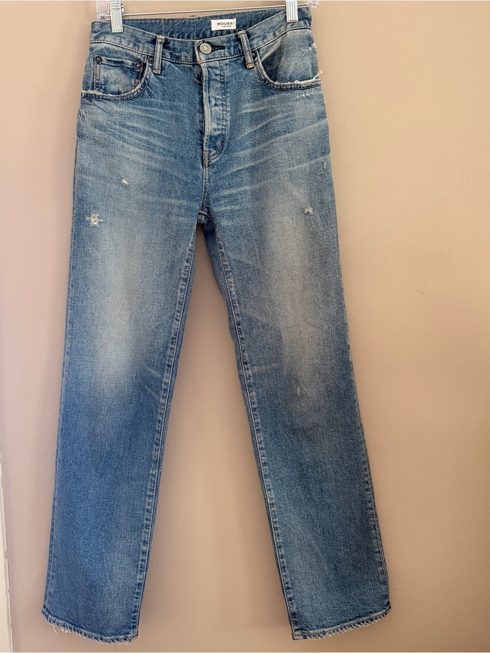 Moussy High-Rise Faded Blue Straight Jeans